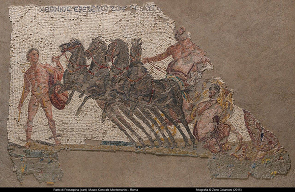 Mosaico con Ratto di Proserpina Mosaico policromo, Metà del II secolo d.C. Roma, Via Portuense,1885 Inv. MC 1235 ©Foto Zeno Colantoni
