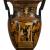 Cratere a mascheroni, due personaggi di cui uno seduto entro tempietto, stile “ornato”, Pittore di Baltimora, 330-300 a.C., ceramica apula a figure rosse con sovradipinture, h max cm 86,5, Ø orlo cm 46, Ø piede cm 20, ingombro max cm 52,5, Inv. 1302011 - SABAP-RM-MET (Tarquinia, depositi) 