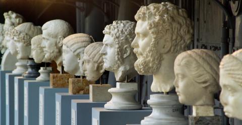Centrale Montemartini, Sala Macchine, ritratto di Caracalla e di Settimio Severo da Villa Rivaldi a Roma