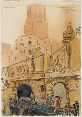 Demolizione della casa al n. 30 di piazza del Foro di Traiano
