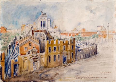 Maria Barosso_Veduta del monastero di Sant'Eufemia e della chiesa di Sant'Urbano durante le demolizioni di via Alessandrina